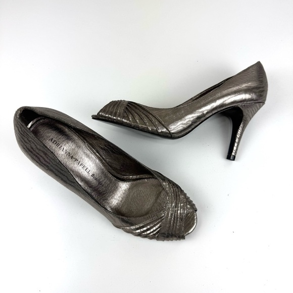 Adrianna Papell Women's 8.5 Silver Sparkling Heels Open Toe Party Stiletto Shoes - Picture 2 of 11